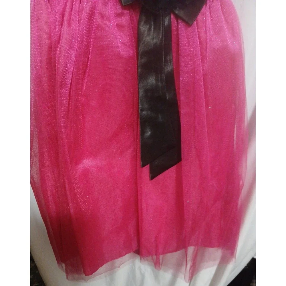 Stunning Girl's Chic Fuchsia/Black Flower Girl Pageant Party Dress Size 11-12 Y